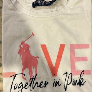Ralph Lauren Pink Polo T-shirt Pink Pony Love 💗 Siize L 12-14